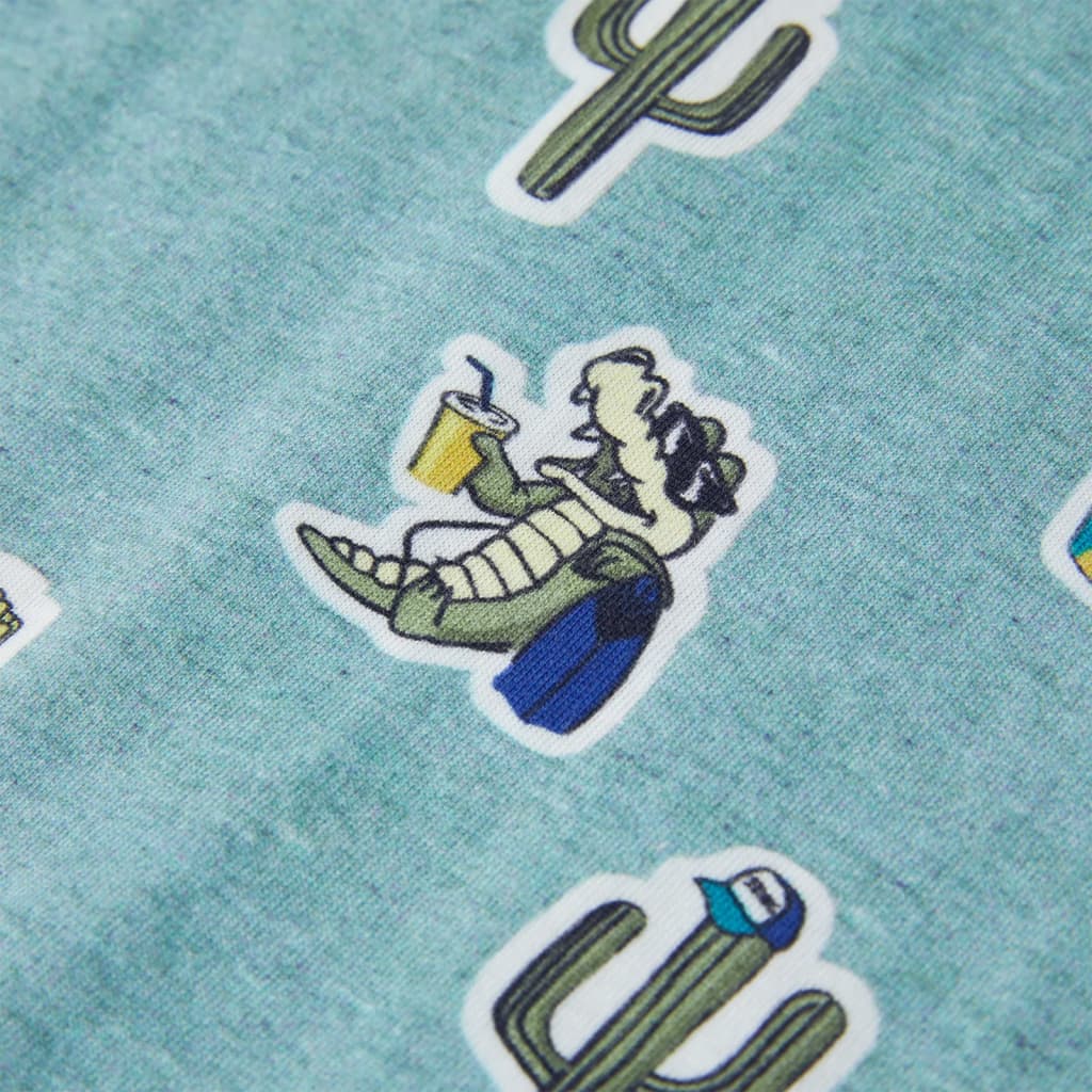 Maglietta da Bambino Verde Chiaro Mélange 140 12483