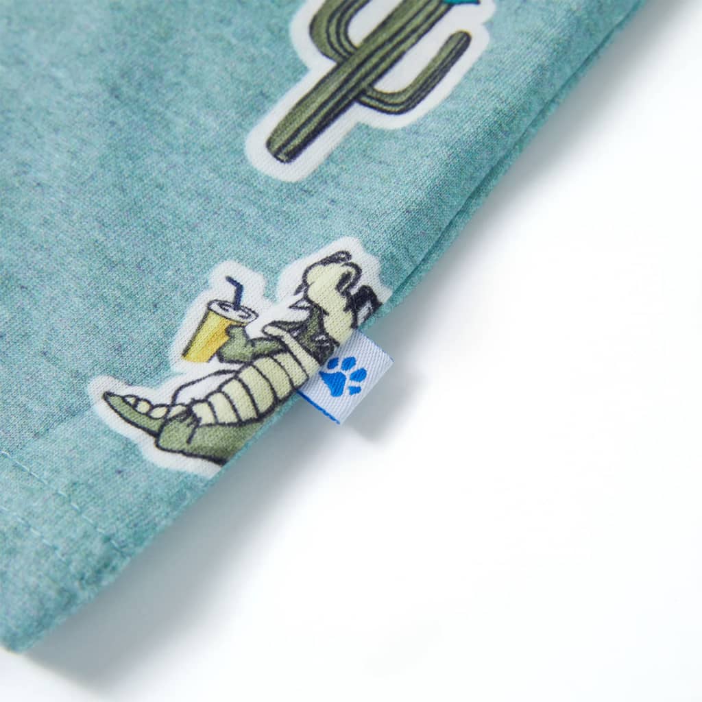 Maglietta da Bambino Verde Chiaro Mélange 140 12483