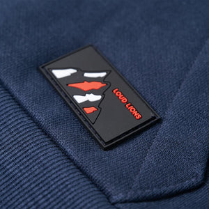 Felpa da Bambino con Cappuccio Blu Marino Mélange e Arancione 128