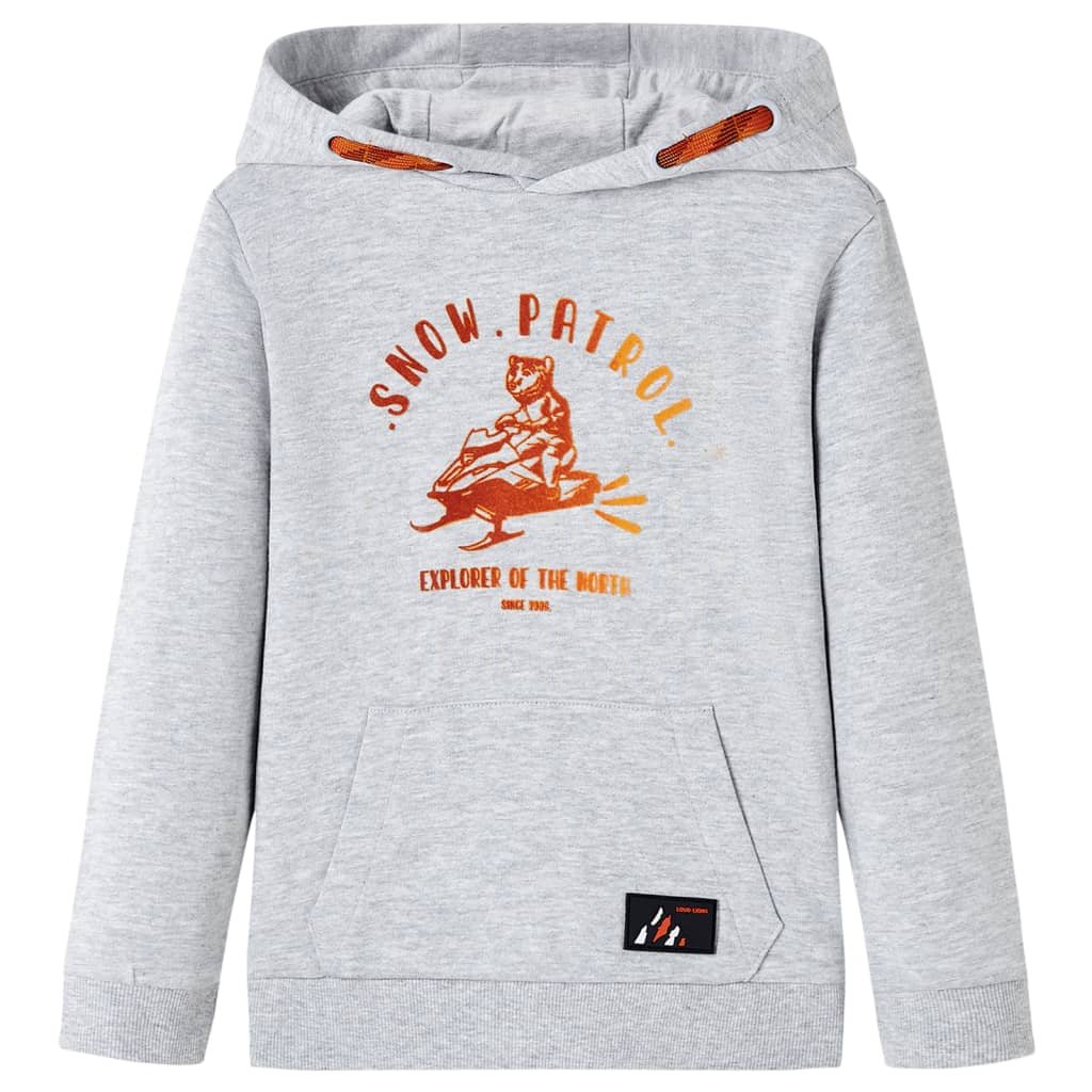 Felpa da Bambino con Cappuccio Grigio MÃ©lange e Arancione 140cod mxl 133774