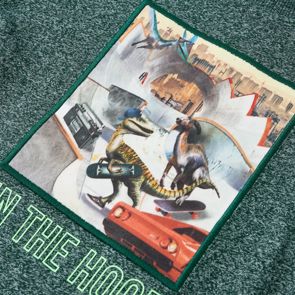 Maglietta Bambino Maniche Lunghe Verde Scuro Mélange 92 12824