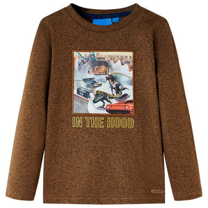 Maglietta Bambini Maniche Lunghe Cognac MÃ©lange 128cod mxl 132321