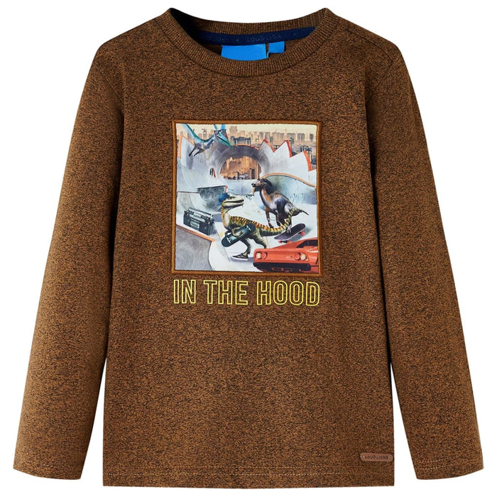 Maglietta Bambini Maniche Lunghe Cognac MÃ©lange 128cod mxl 132321