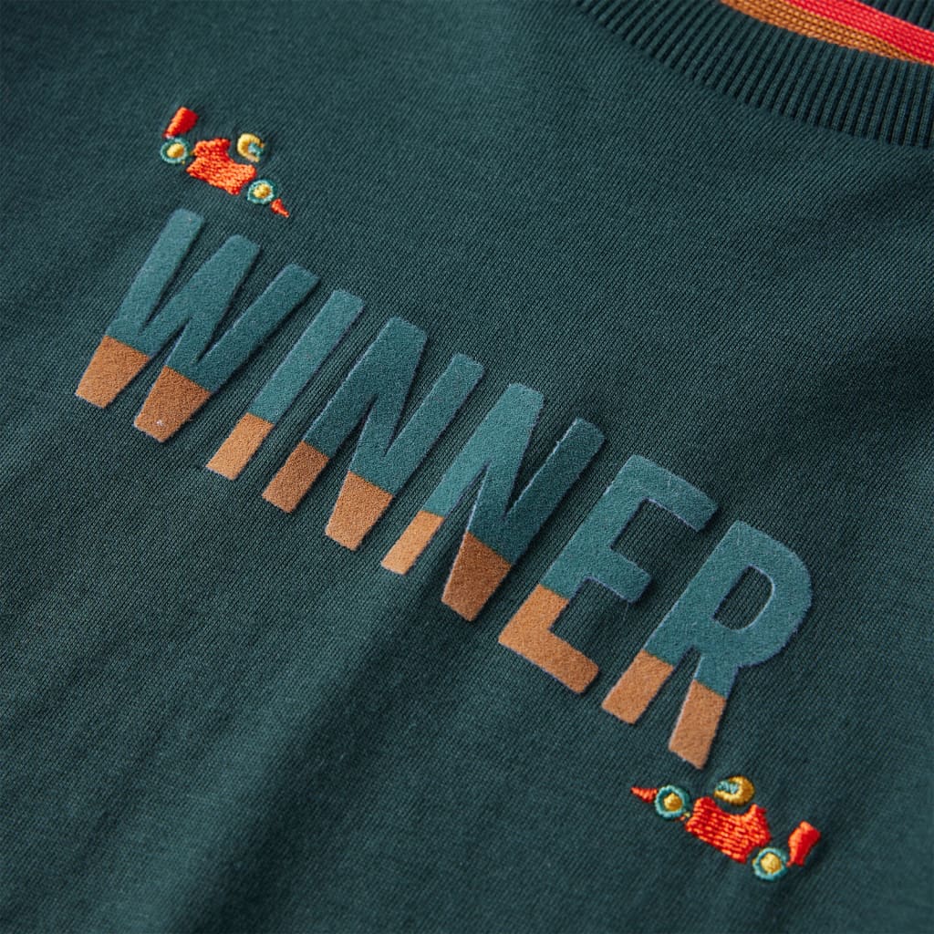 Maglietta da Bambino a Maniche Lunghe Verde Scuro 116