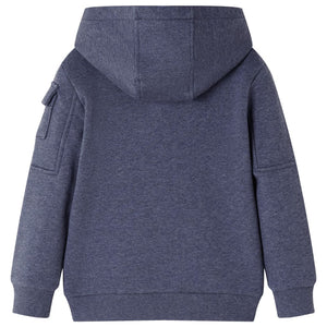 Felpa con Cappuccio e Cerniera per Bambini Blu Scuro MÃ©lange 104cod mxl 84497