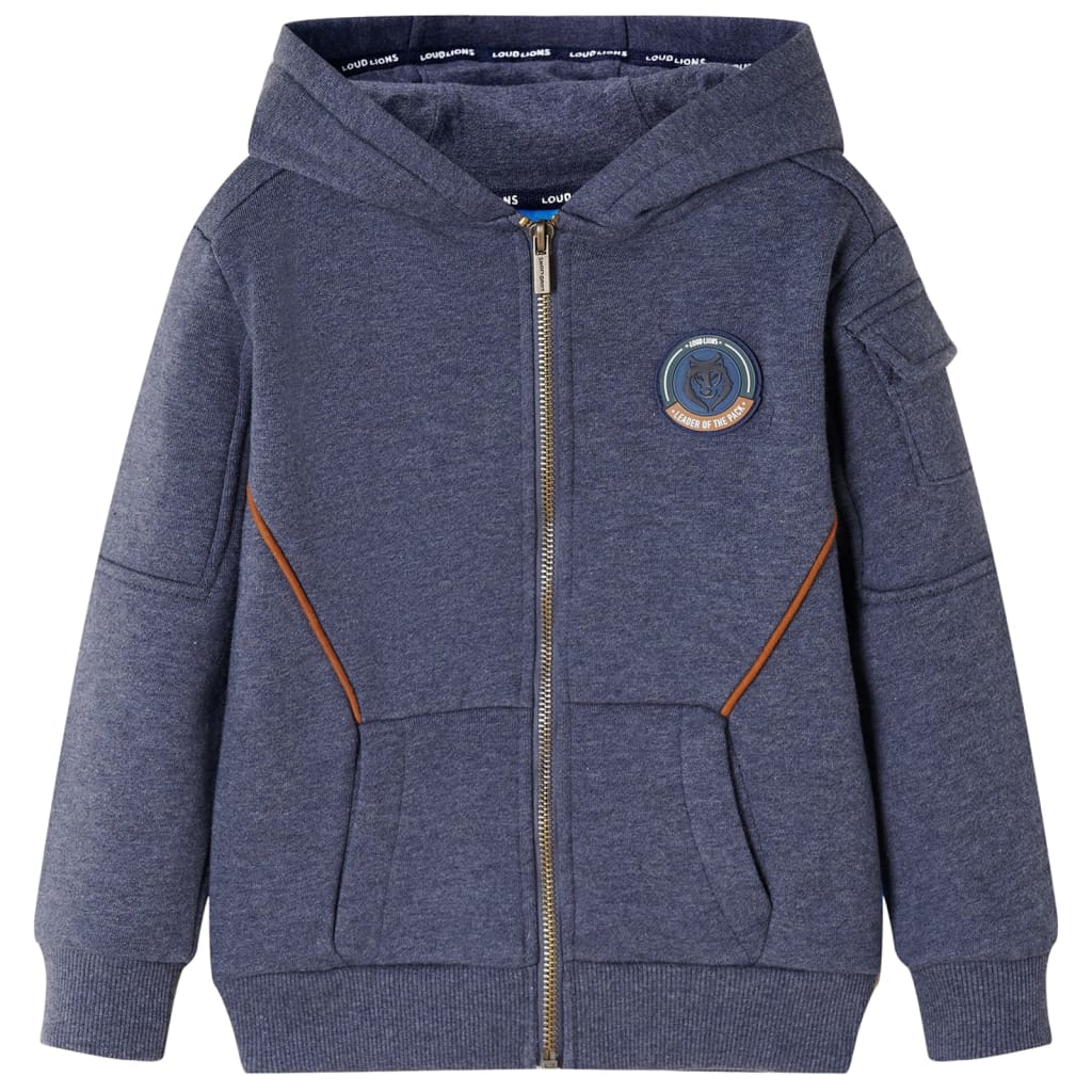 Felpa con Cappuccio e Cerniera per Bambini Blu Scuro MÃ©lange 116cod mxl 117027