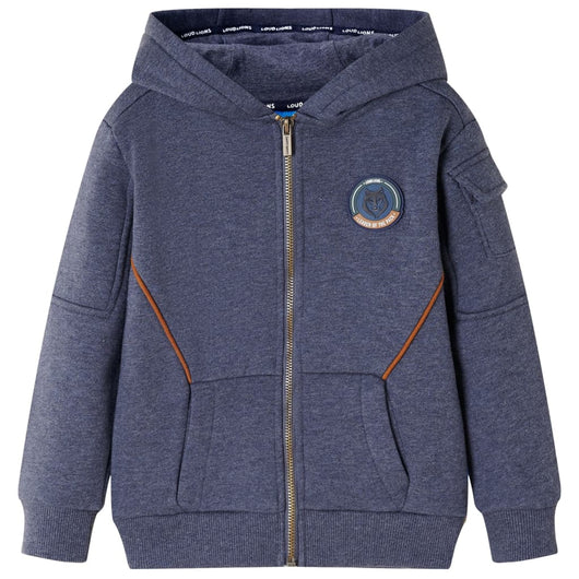 Felpa con Cappuccio e Cerniera per Bambini Blu Scuro MÃ©lange 116cod mxl 117027