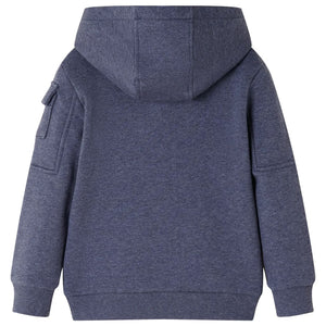 Felpa con Cappuccio e Cerniera per Bambini Blu Scuro MÃ©lange 116cod mxl 117027