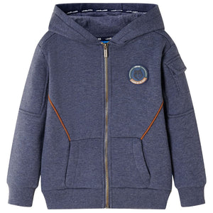 Felpa con Cappuccio e Cerniera per Bambini Blu Scuro MÃ©lange 128cod mxl 84498