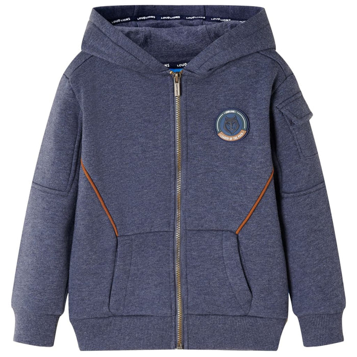 Felpa con Cappuccio e Cerniera per Bambini Blu Scuro MÃ©lange 128cod mxl 84498
