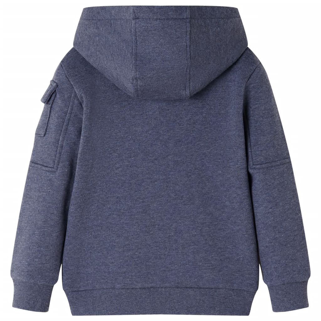 Felpa con Cappuccio e Cerniera per Bambini Blu Scuro MÃ©lange 128cod mxl 84498