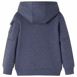 Felpa con Cappuccio e Cerniera per Bambini Blu Scuro MÃ©lange 128cod mxl 84498