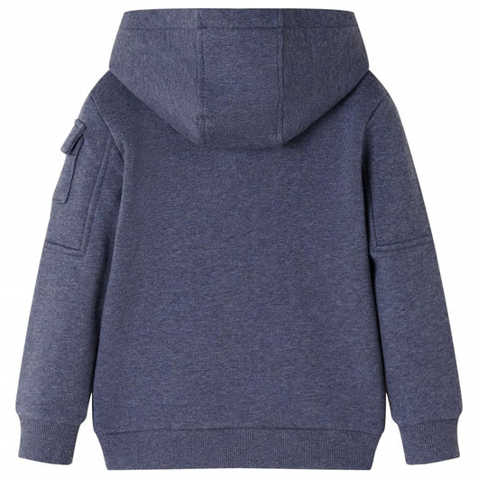 Felpa con Cappuccio e Cerniera per Bambini Blu Scuro MÃ©lange 128cod mxl 84498