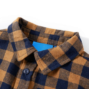 Camicia a Quadri da Bambino Cognac e Blu 116 12956