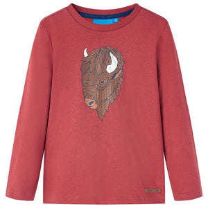 Maglietta per Bambini Maniche Lunghe Rosso Bruciato 140cod mxl 132038