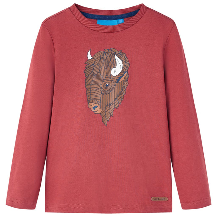 Maglietta per Bambini Maniche Lunghe Rosso Bruciato 140cod mxl 132038