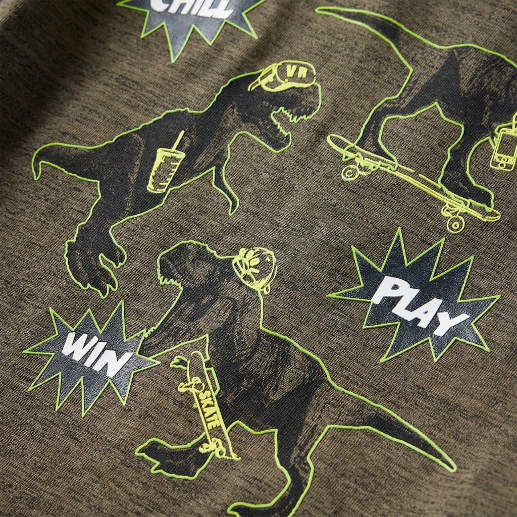 Maglietta Bambino Maniche Lunghe Cachi Scuro Mélange 92 13249