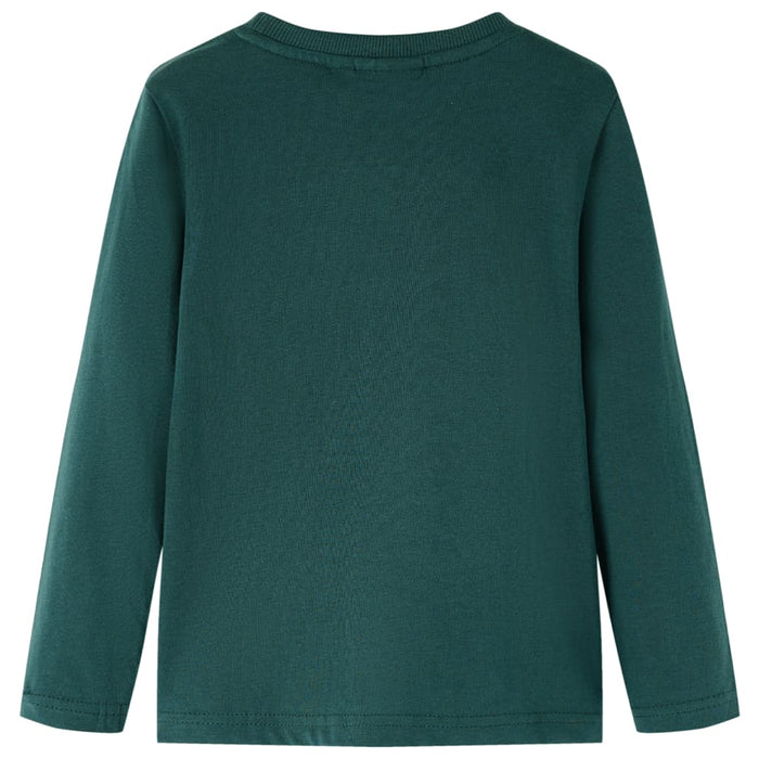 Maglietta da Bambino Maniche Lunghe Verde Scuro 116 13451