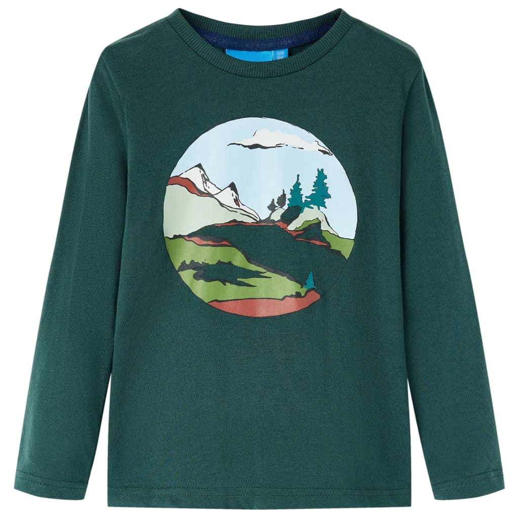 Maglietta da Bambino Maniche Lunghe Verde Scuro 128cod mxl 108147