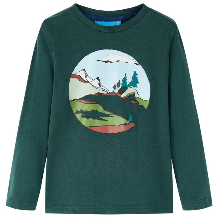 Maglietta da Bambino Maniche Lunghe Verde Scuro 128cod mxl 108147
