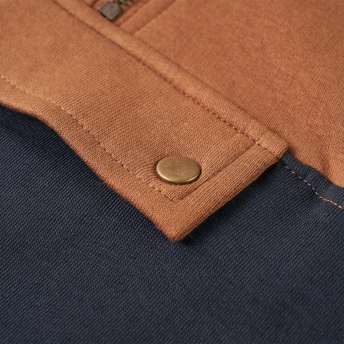 Felpa con Cappuccio e Mezza Cerniera per Bambini Antracite Cognac 128