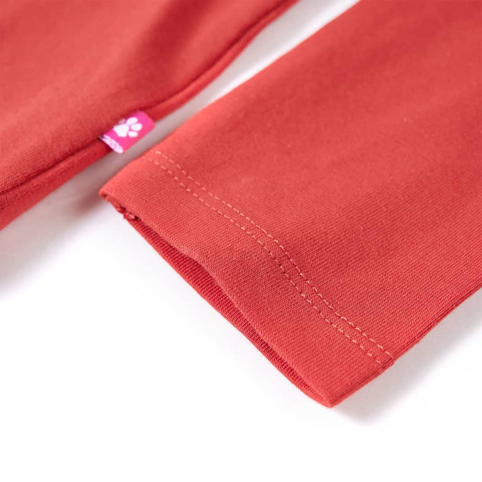 Maglietta da Bambina Maniche Lunghe Rosso Bruciato 140 13523