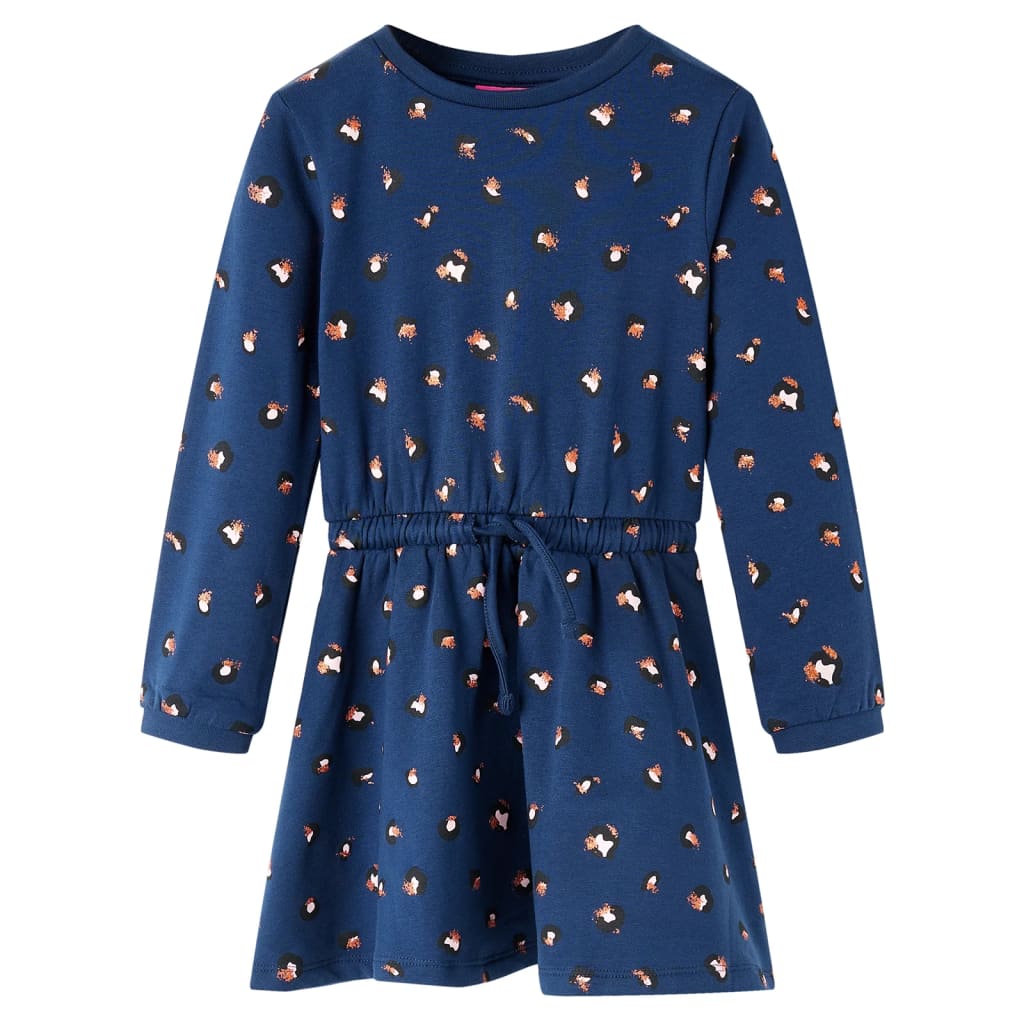Abito da Bambina a Maniche Lunghe Blu Marino 128cod mxl 84355