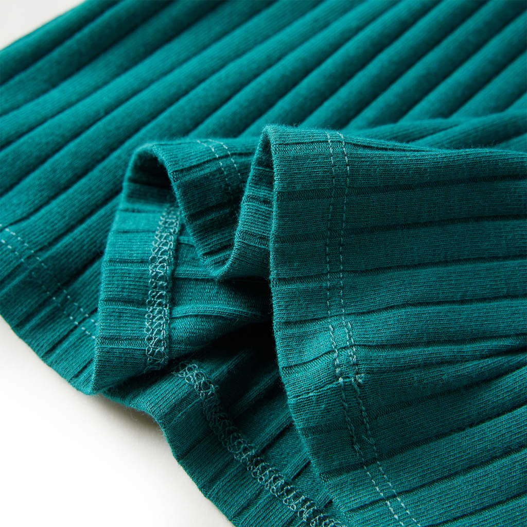 Maglietta da Bambina a Maniche Lunghe a Costine Verde Scuro 140 13833