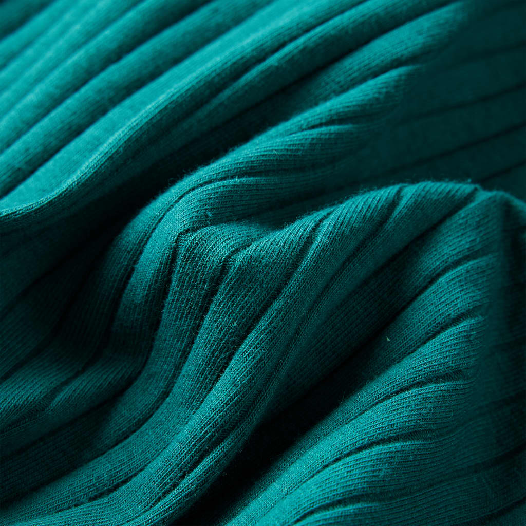 Maglietta da Bambina a Maniche Lunghe a Costine Verde Scuro 140 13833