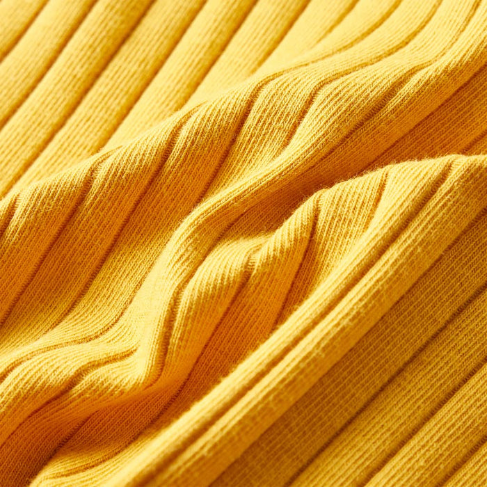 Maglietta da Bambina a Maniche Lunghe a Costine Ocra Scuro 128