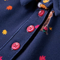 Abito Bambina a Maniche Lunghe e Coulisse Blu Marino 92 13959