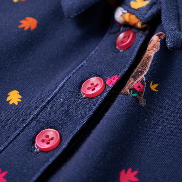 Abito Bambina Maniche Lunghe e Coulisse Blu Marino 116 13961