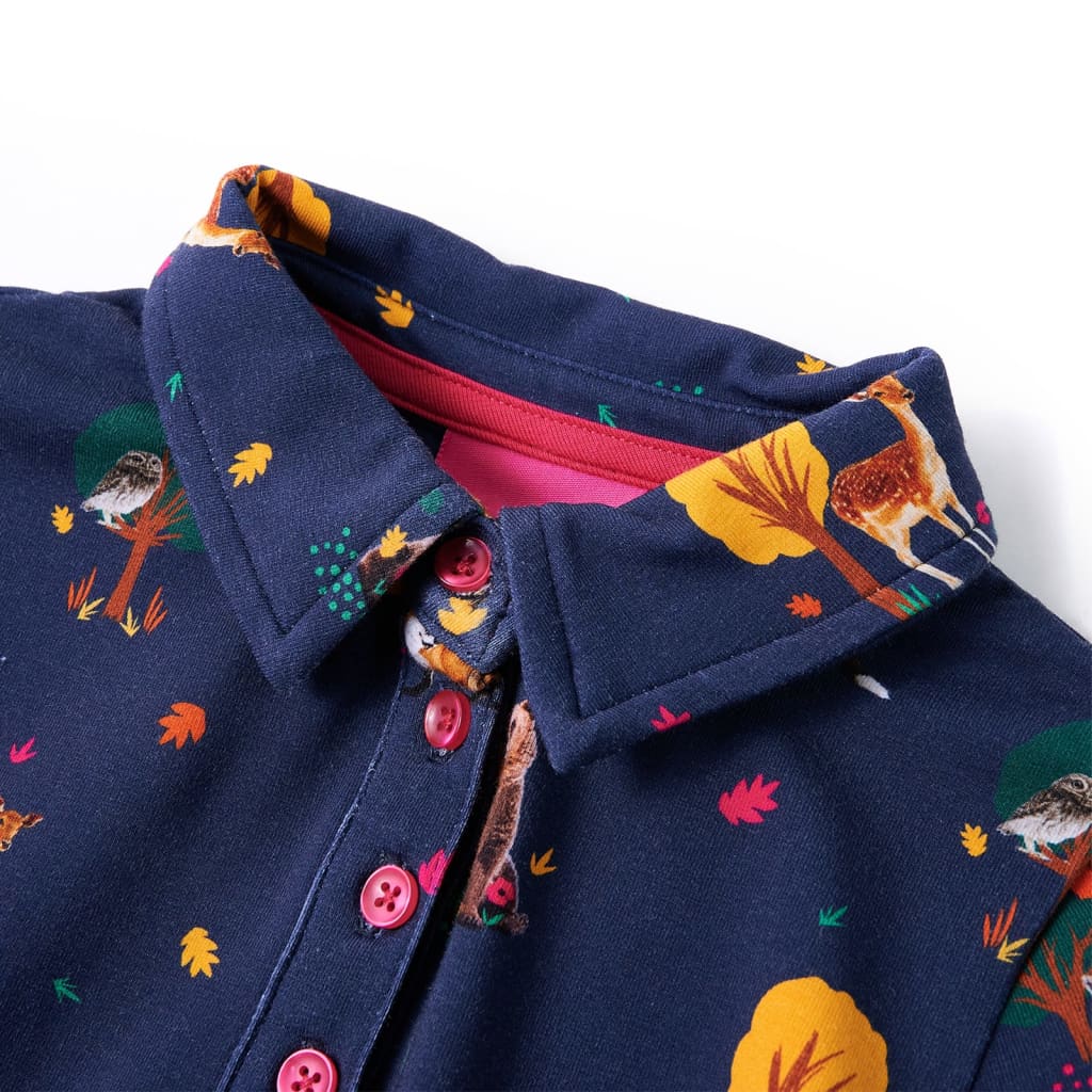 Abito Bambina Maniche Lunghe e Coulisse Blu Marino 128 13962