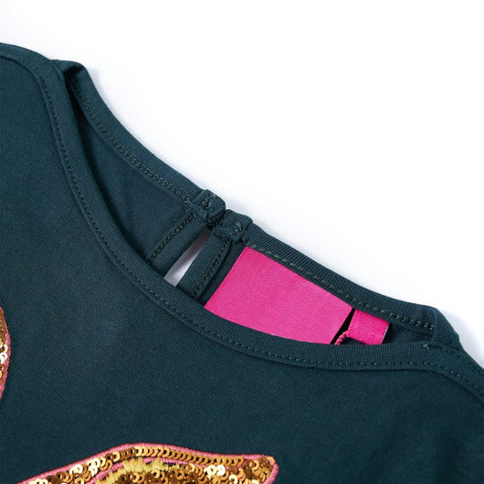 Maglietta per Bambini a Maniche Lunghe Verde Scuro 128 13977