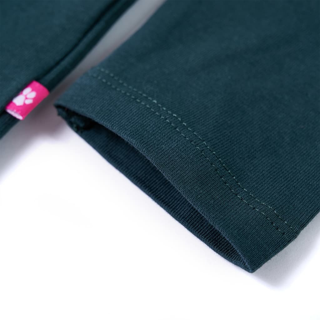 Maglietta per Bambini a Maniche Lunghe Verde Scuro 140 13978