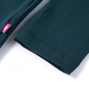 Maglietta da Bambina a Maniche Lunghe Verde Scuro 104 13980