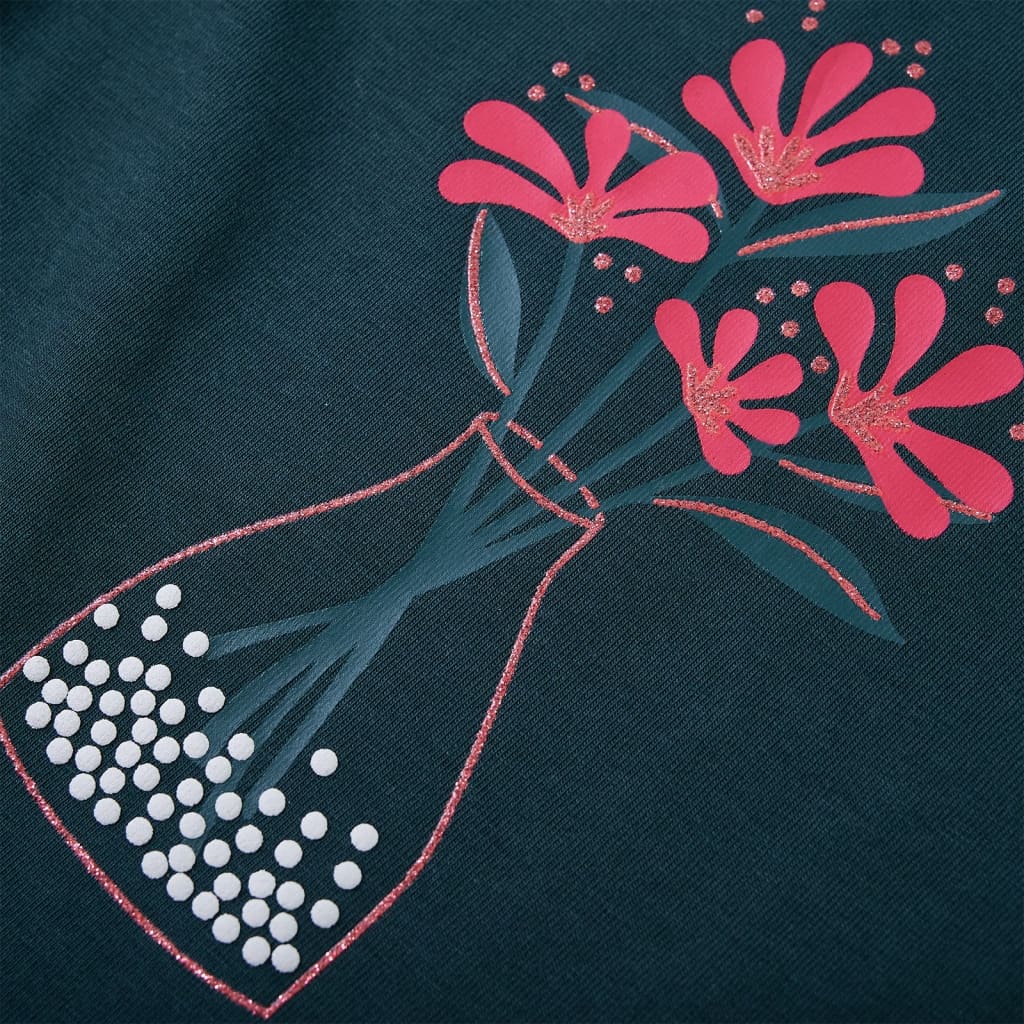 Maglietta da Bambina a Maniche Lunghe Verde Scuro 116 13981