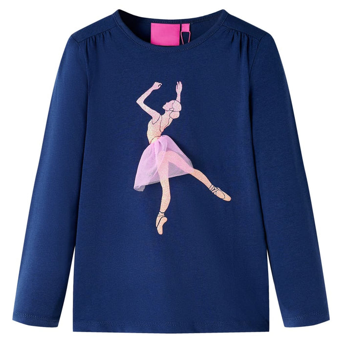Maglietta da Bambina Maniche Lunghe Blu Marino 92cod mxl 132287