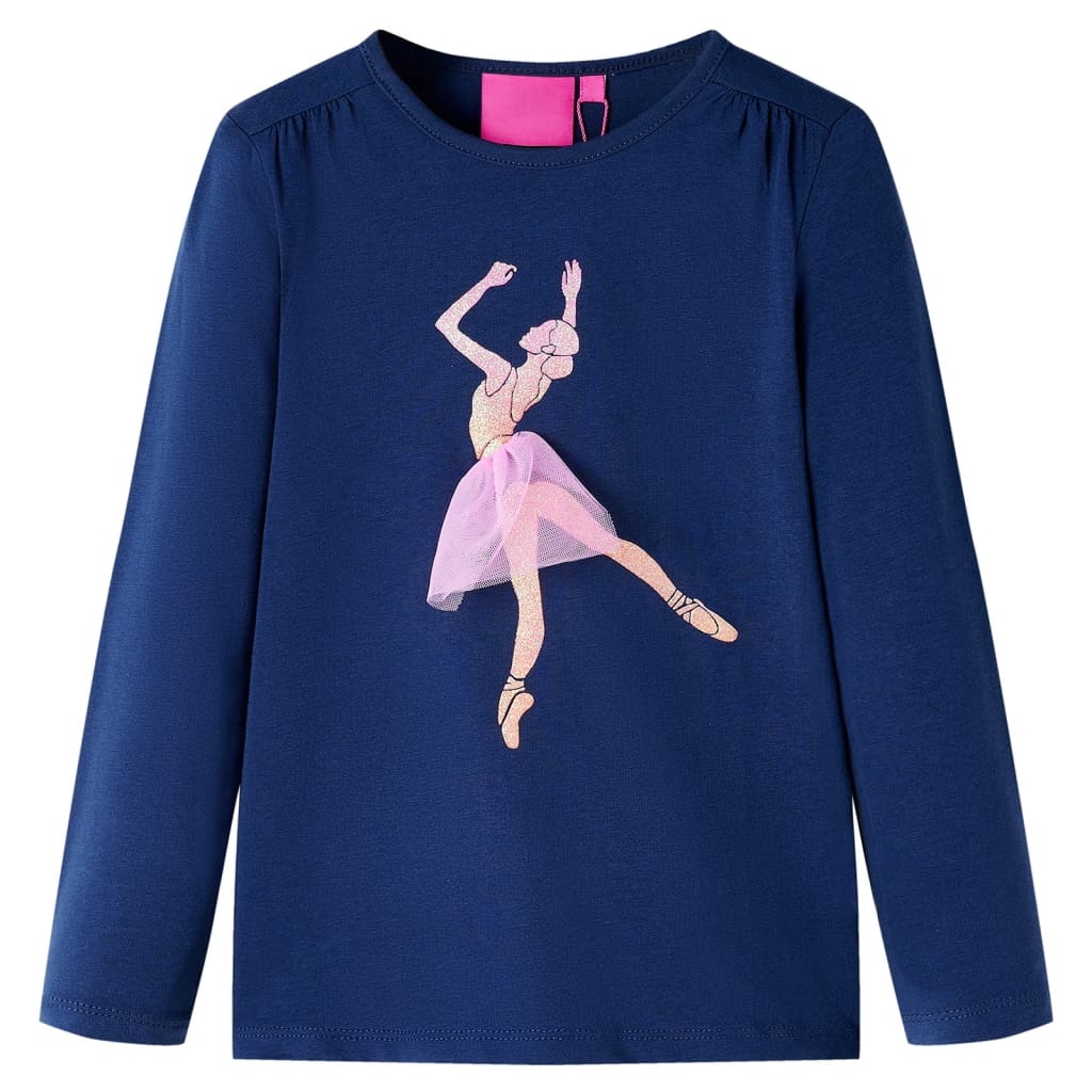Maglietta da Bambina Maniche Lunghe Blu Marino 116cod mxl 93346