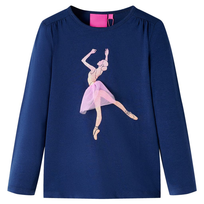 Maglietta da Bambina Maniche Lunghe Blu Marino 116cod mxl 93346