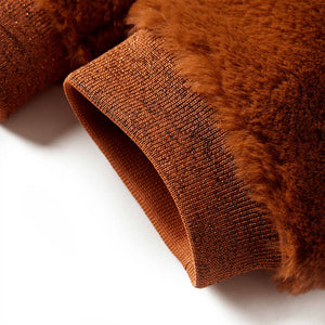 Giacca con Cappuccio per Bambini in Pelliccia Sintetica Cognac 92