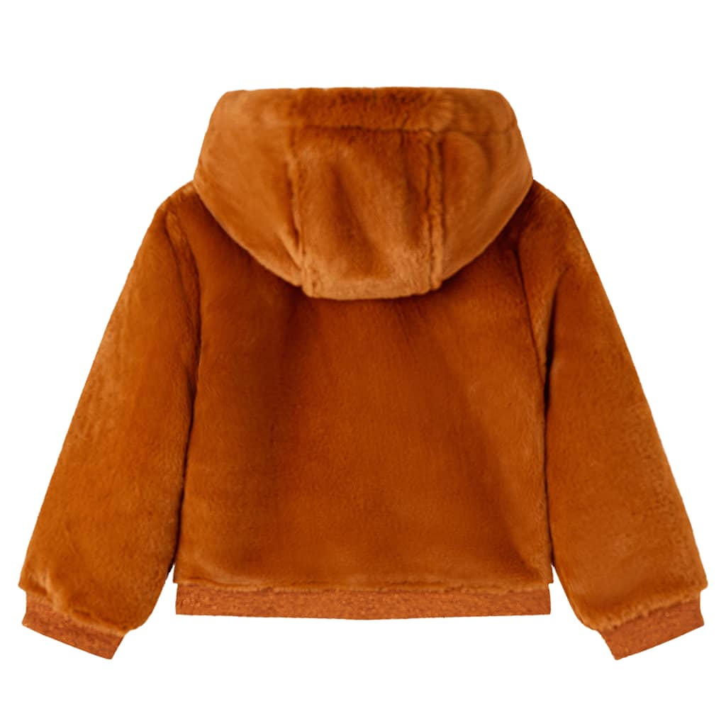 Giacca con Cappuccio per Bambini in Pelliccia Sintetica Cognac 104 14045