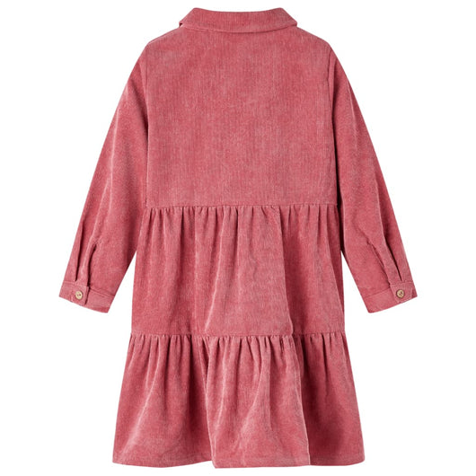 Abito da Bambina con Maniche Lunghe in Velluto a Coste Rosa Antico 116cod mxl 84187