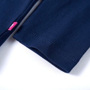 Maglietta da Bambina Maniche Lunghe Blu Marino 116