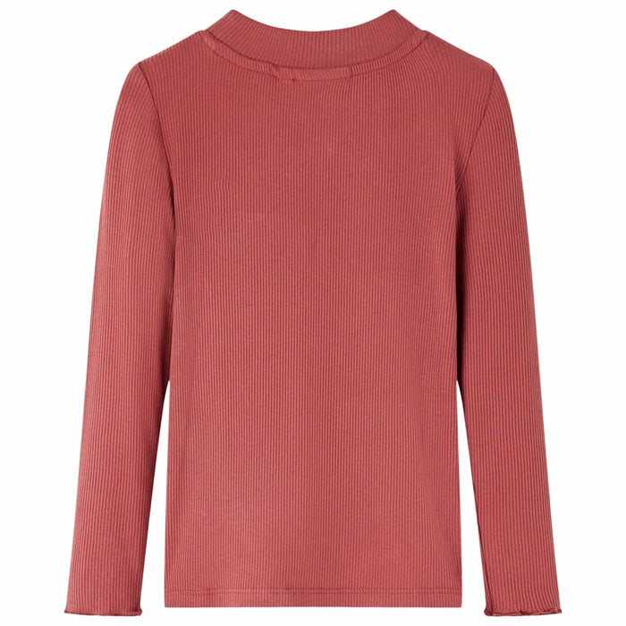 Maglietta da Bambina Maniche Lunghe a Lupetto Rosso Bruciato 104 14335