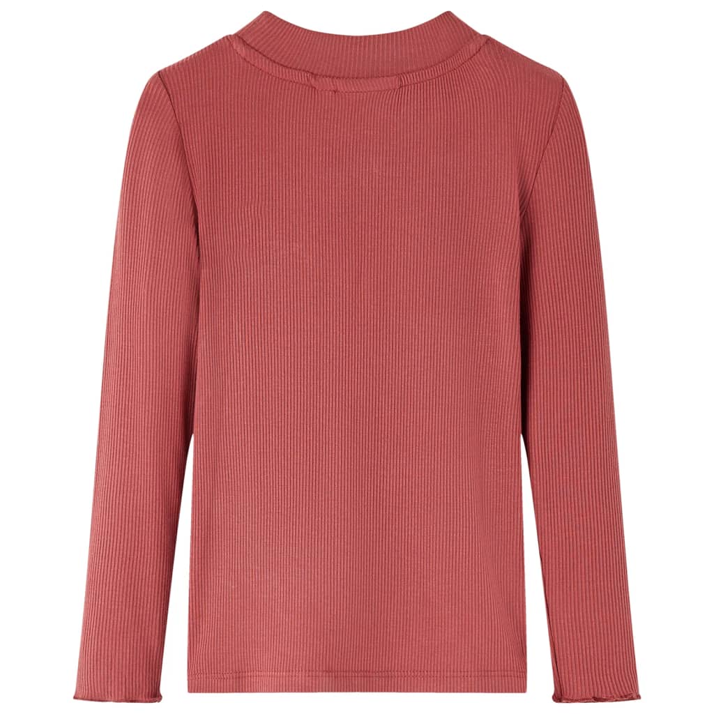 Maglietta da Bambina Maniche Lunghe a Lupetto Rosso Bruciato 140cod mxl 108036