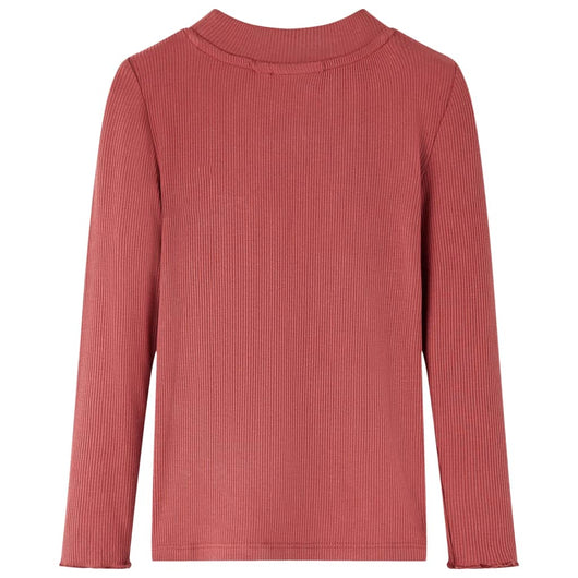 Maglietta da Bambina Maniche Lunghe a Lupetto Rosso Bruciato 140cod mxl 108036