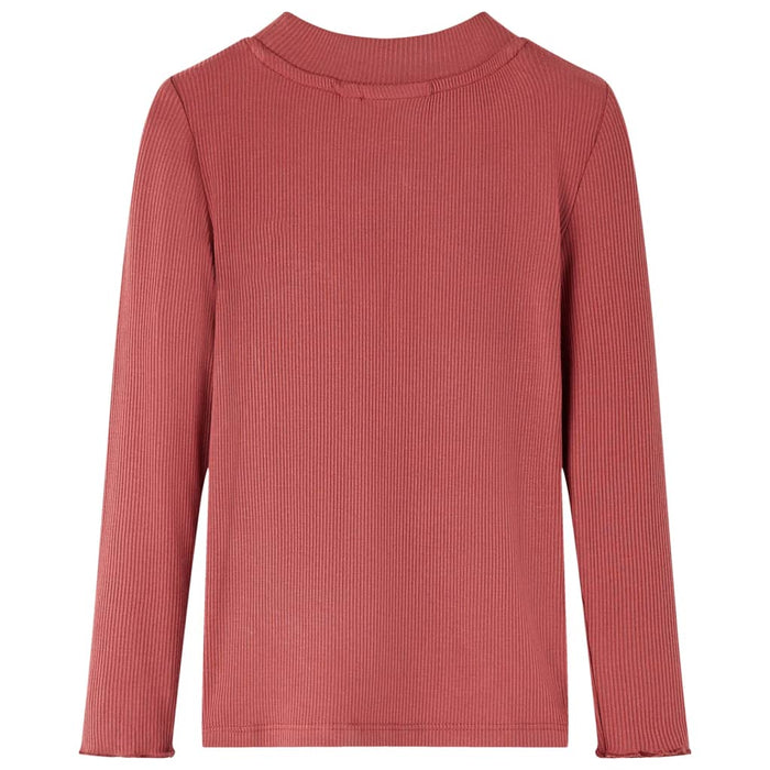 Maglietta da Bambina Maniche Lunghe a Lupetto Rosso Bruciato 140cod mxl 108036