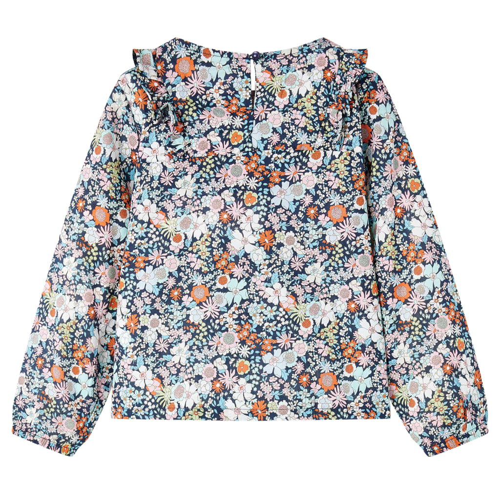 Camicia da Bambina a Maniche Lunghe Blu Scuro 128 14377