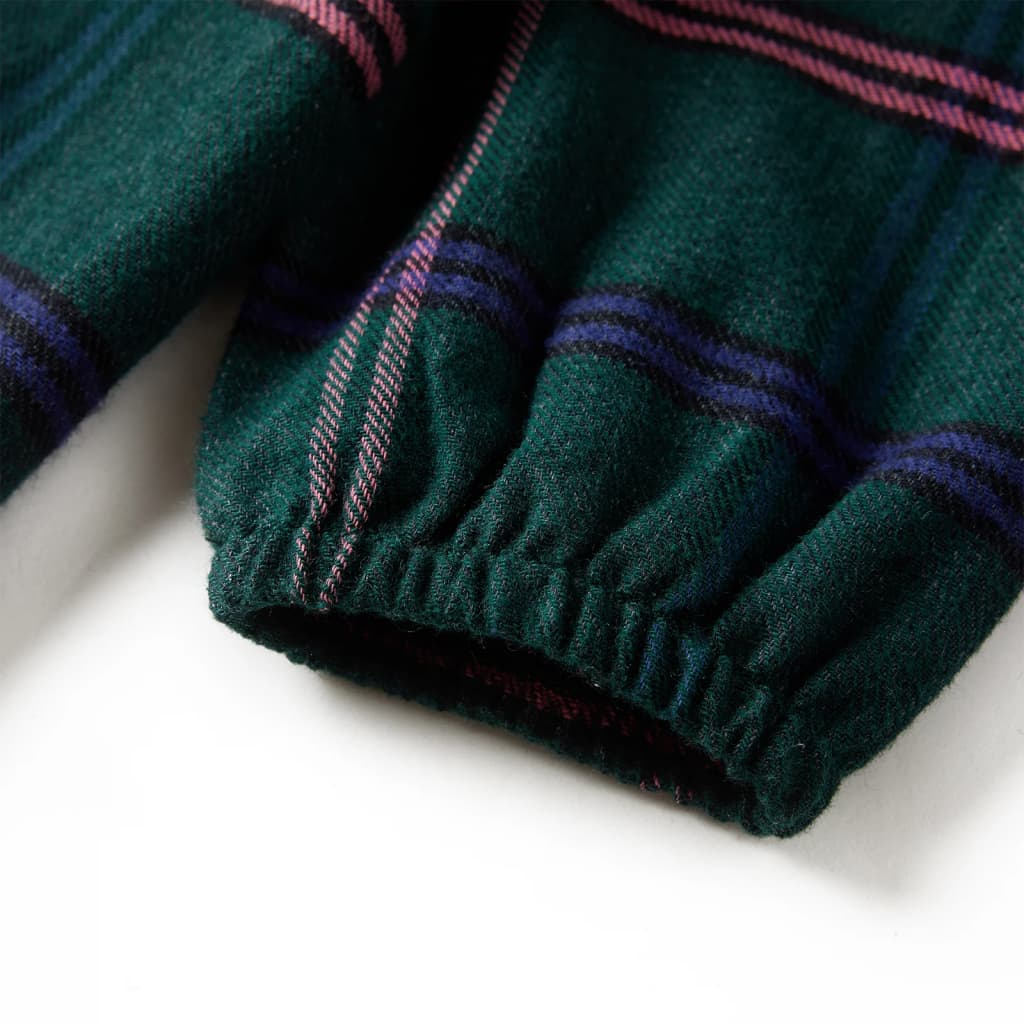 Abito da Bambina a Maniche Lunghe con Arricciature Verde Scuro 92 14414